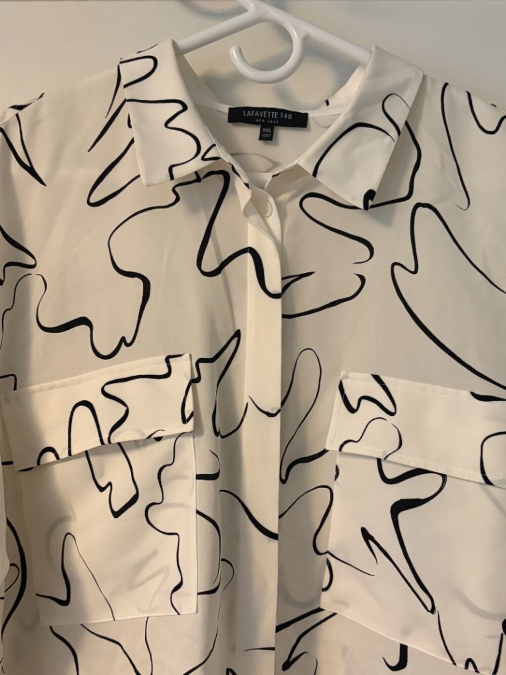 Lafayette 148 100% silk abstract print button up blouse size XXL designer luxury - Picture 4 of 7